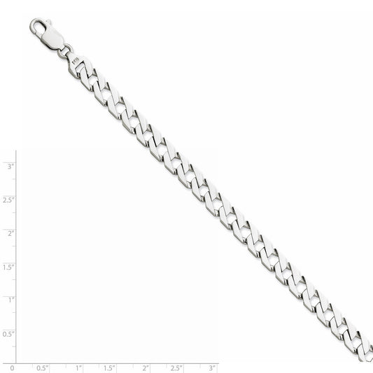 8" 7.4mm White Gold Fancy Link Bracelet with Lobster Clasp