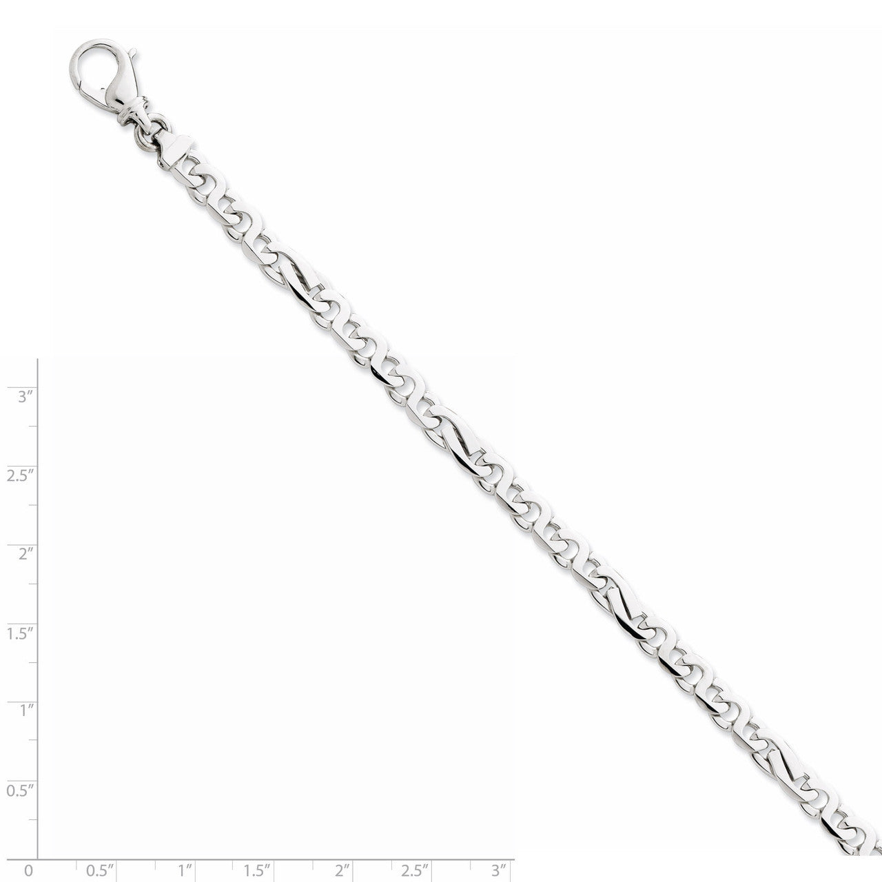 8" 5.4mm White Gold Satin S-Link Bracelet