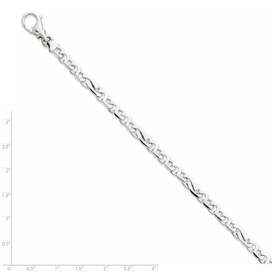 8" 5.4mm White Gold Satin S-Link Bracelet