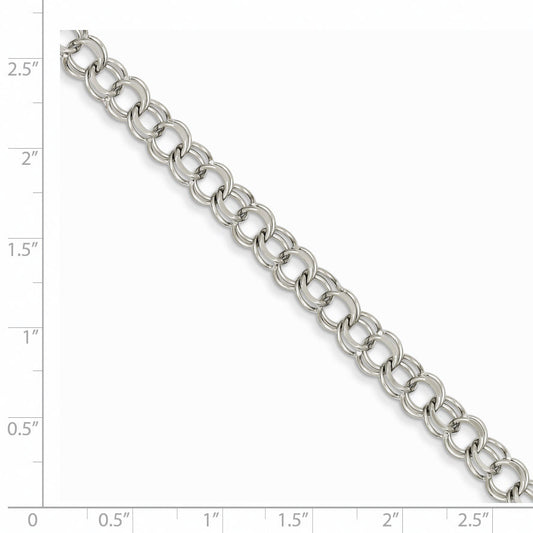 White Gold Double Link Charm Bracelet