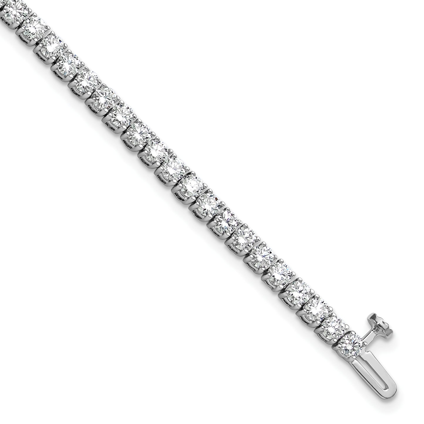 14k White Gold 5 carat Lab Grown Diamond VS+ F+ Complete Tennis Bracelet