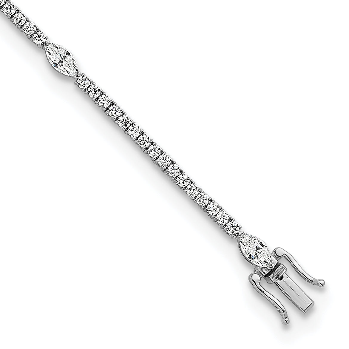 True Origin 14K White Gold 3 5/8 carat Lab Grown Diamond VS+ F+ Marquise Center 7 in Complete Bracelet