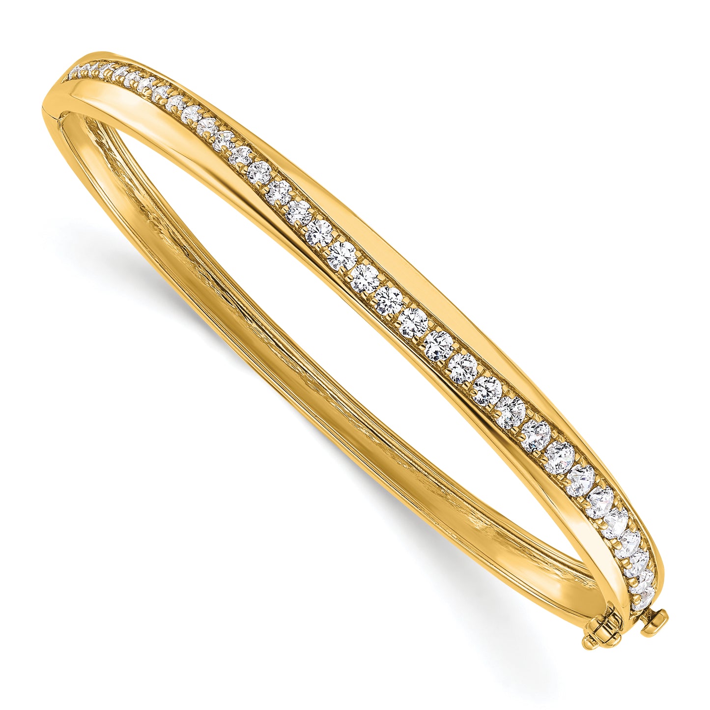 True Origin 14K Yellow Gold 1 5/8 carat Lab Grown Diamond VS+ F+ 6.75 in Complete Bangle