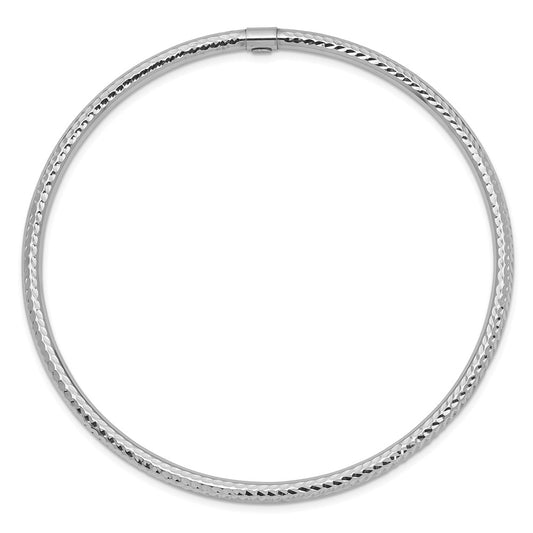 14K White Gold 3mm Diamond-Cut Bangle