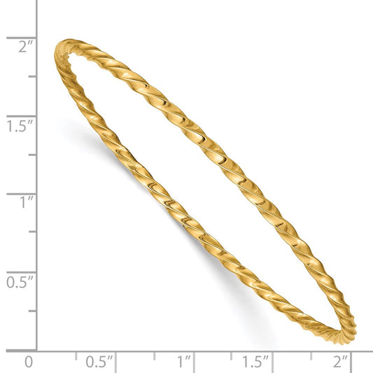 14K Gold 2.5mm Twisted Bangle