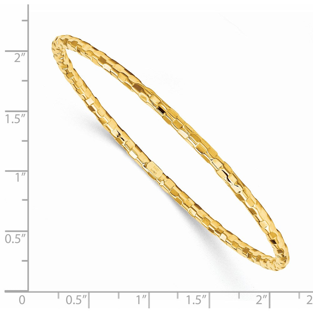 14K Gold Polished Texture Bangle Bracelet