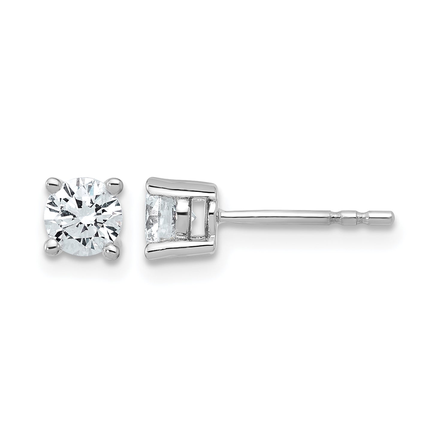 14k White Gold 3/4 carat Lab Grown Diamond VS+ F+ Round Complete Four Prong Heavyweight Stud Earrings