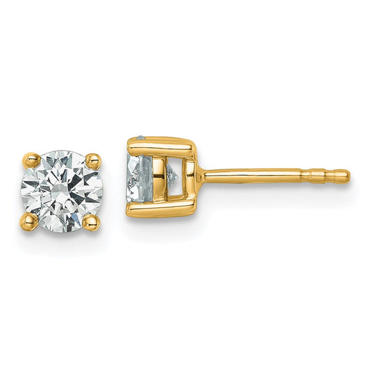 14k 3/4 carat total weight Round Certified VS/SI DEF Lab Grown Diamond 4 Prong Stud Post Earrings