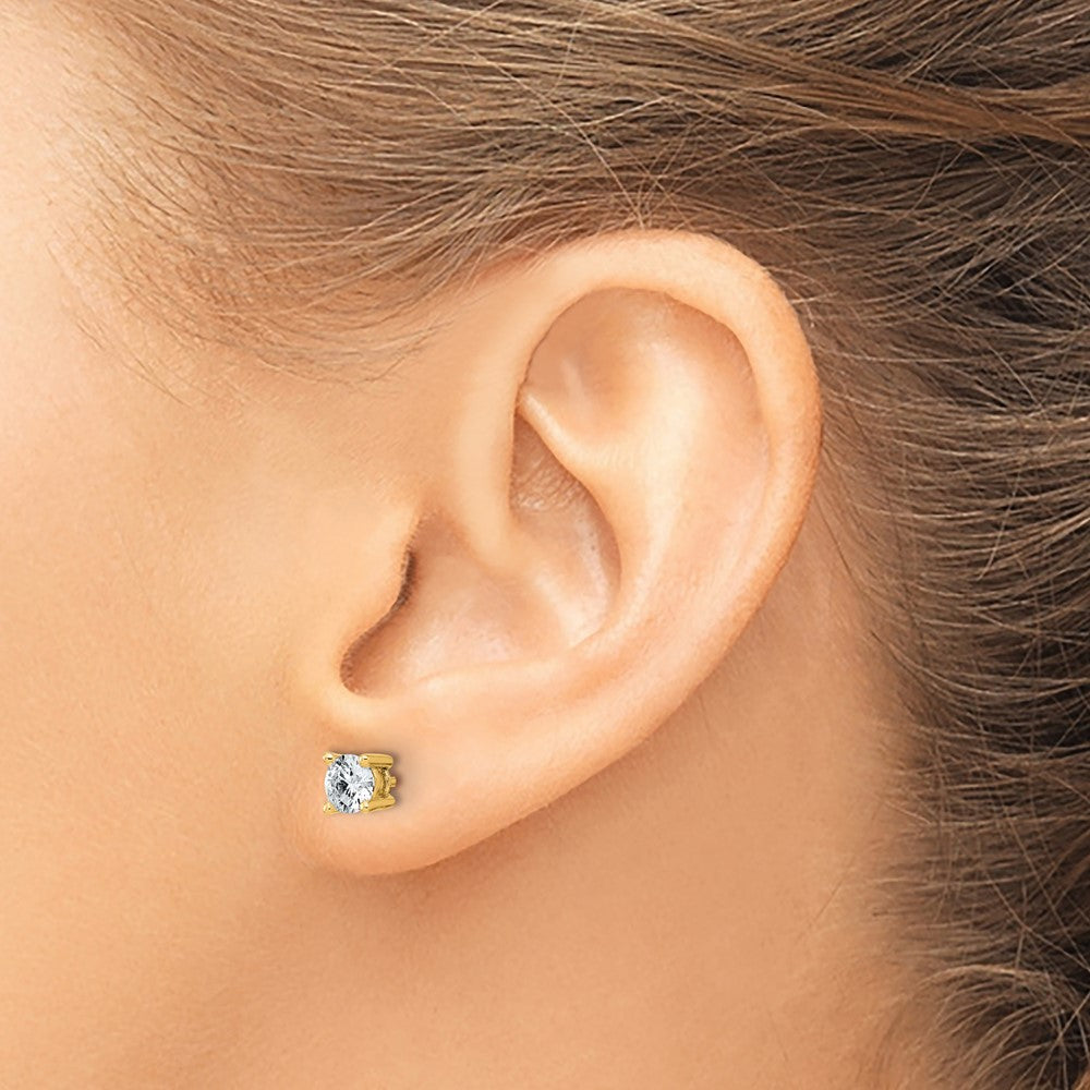 14k 7/8 carat total weight Round VS/SI DEF Lab Grown Diamond 4 Prong Stud Post Earrings