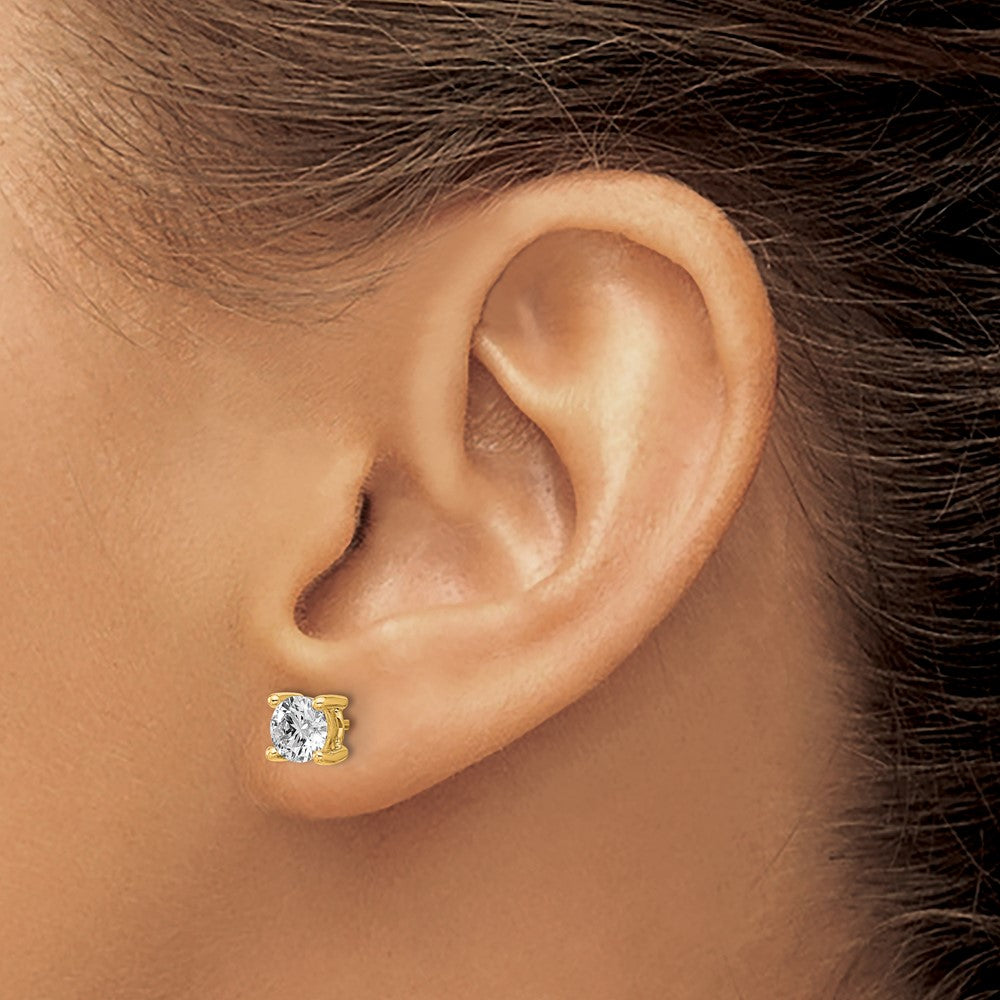 14k 1 1/4 carat total weight Round VS/SI DEF Lab Grown Diamond 4 Prong Stud Post Earrings