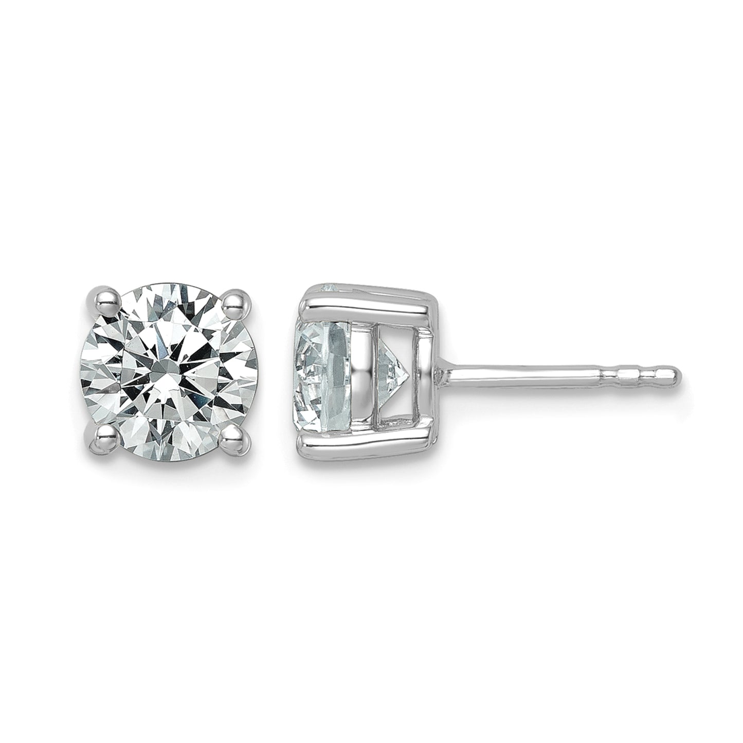 14k White Gold 2 1/2 carat Certified Lab Grown Diamond VS/SI+ G+ Round Complete Four Prong Heavyweight Stud Earrings