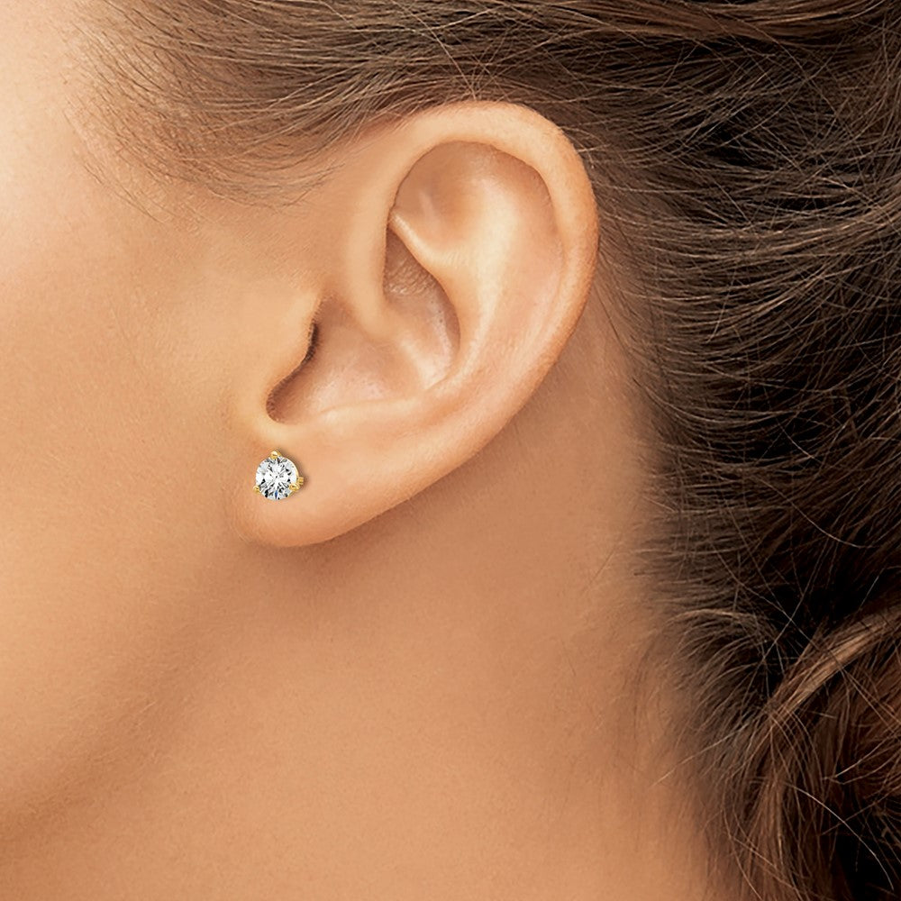 14k 2/3 carat total weight Round Certified VS/SI DEF Lab Grown Diamond 3 Prong Stud Post Earrings