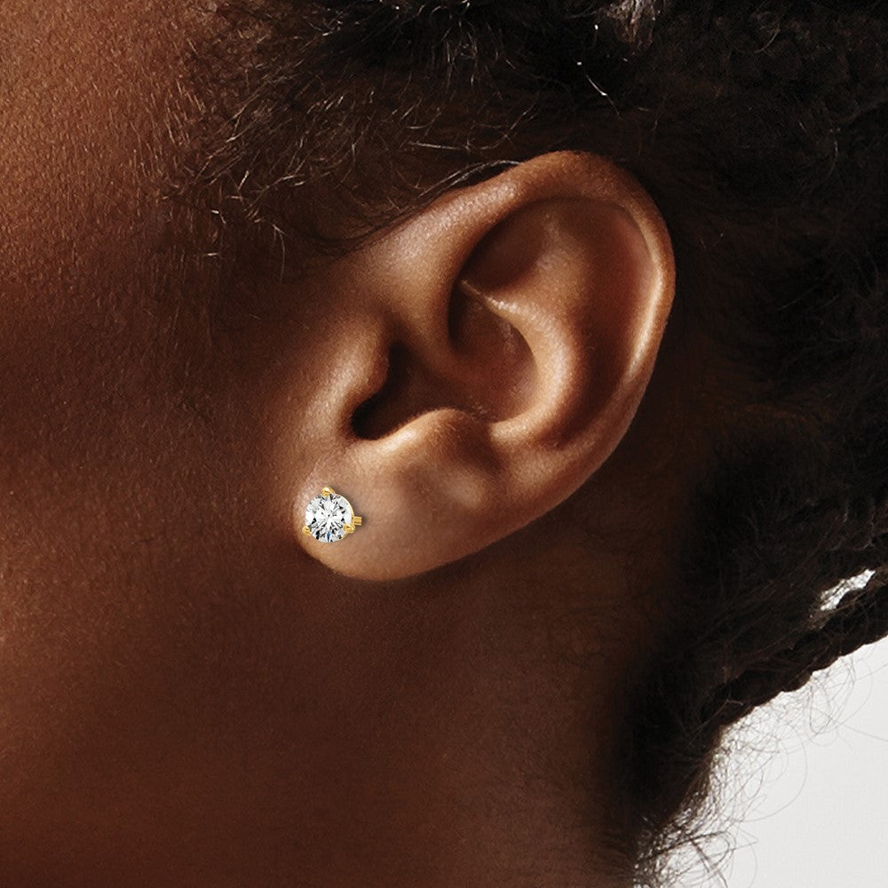 14k 7/8 carat total weight Round VS/SI DEF Lab Grown Diamond 3 Prong Stud Post Earrings