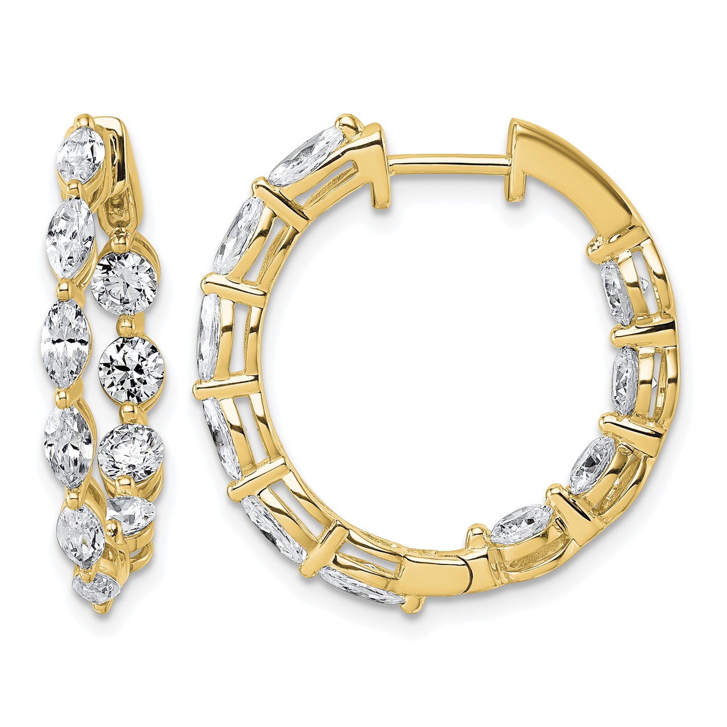 14k 3 1/5 carat Lab Grown Diamond VS+ F+ Complete Hinged In and Out Hoop Earrings