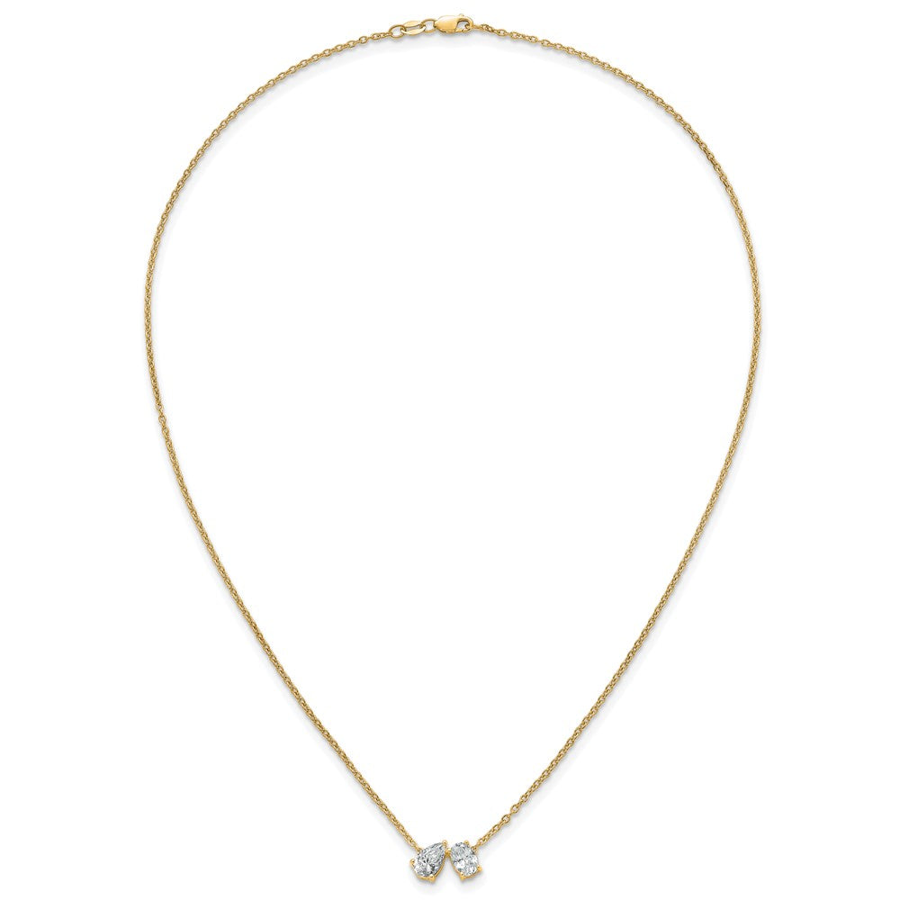 True Origin 14k 1 1/2 carat Lab Grown Diamond VS DEF 18 inch Two Stone Necklace