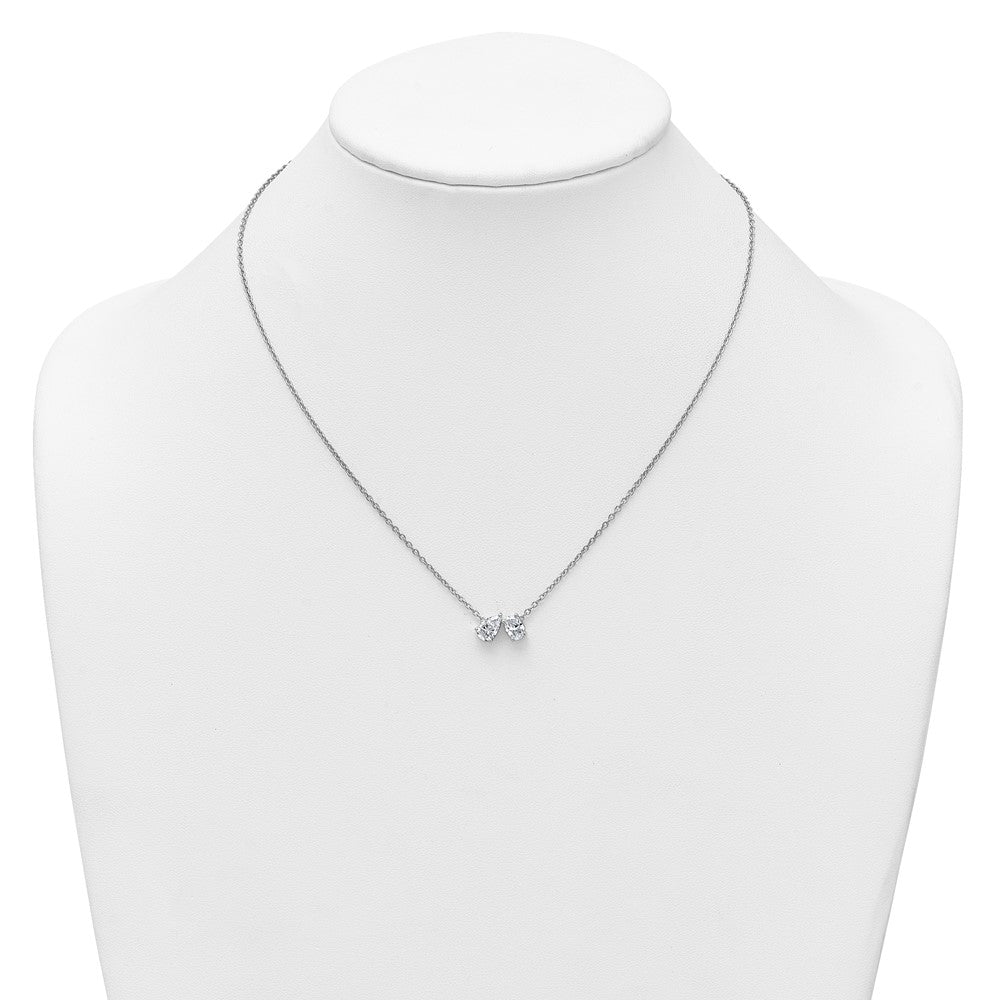 True Origin 14k White Gold 1 1/2 carat Lab Grown Diamond VS DEF 18 inch Two Stone Necklace