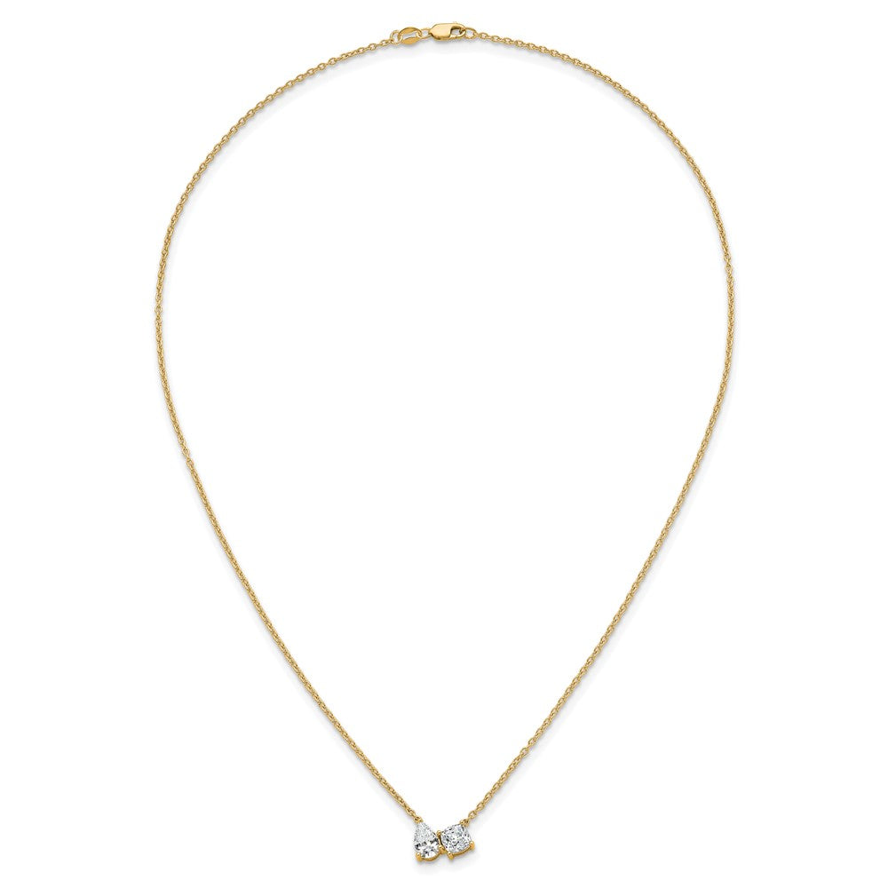 True Origin 14k 1 3/4 carat Lab Grown Diamond VS DEF 18 inch Two Stone Necklace