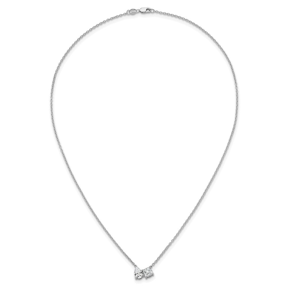 True Origin 14k White Gold 1 3/4 carat Lab Grown Diamond VS DEF 18 inch Two Stone Necklace
