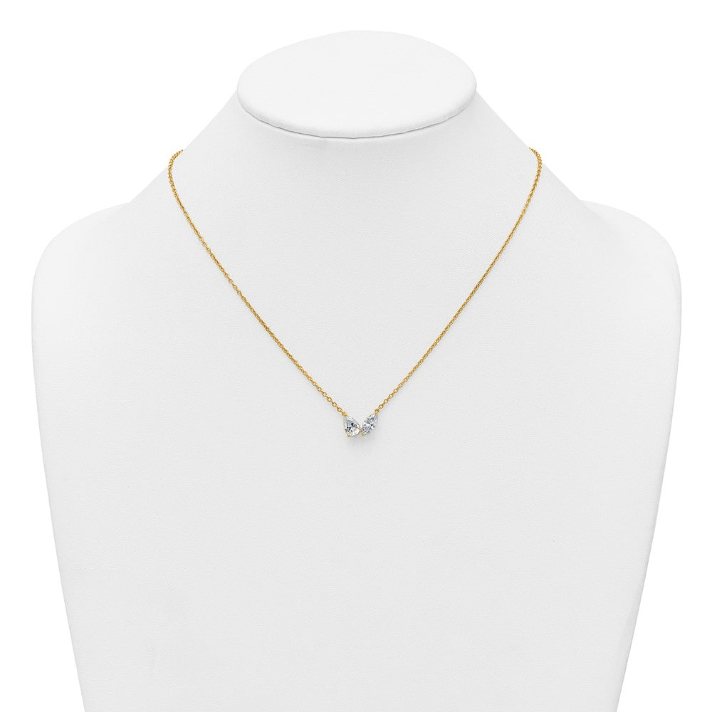 True Origin 14k 1 5/8 carat Lab Grown Diamond VS DEF 18 inch Two Stone Necklace