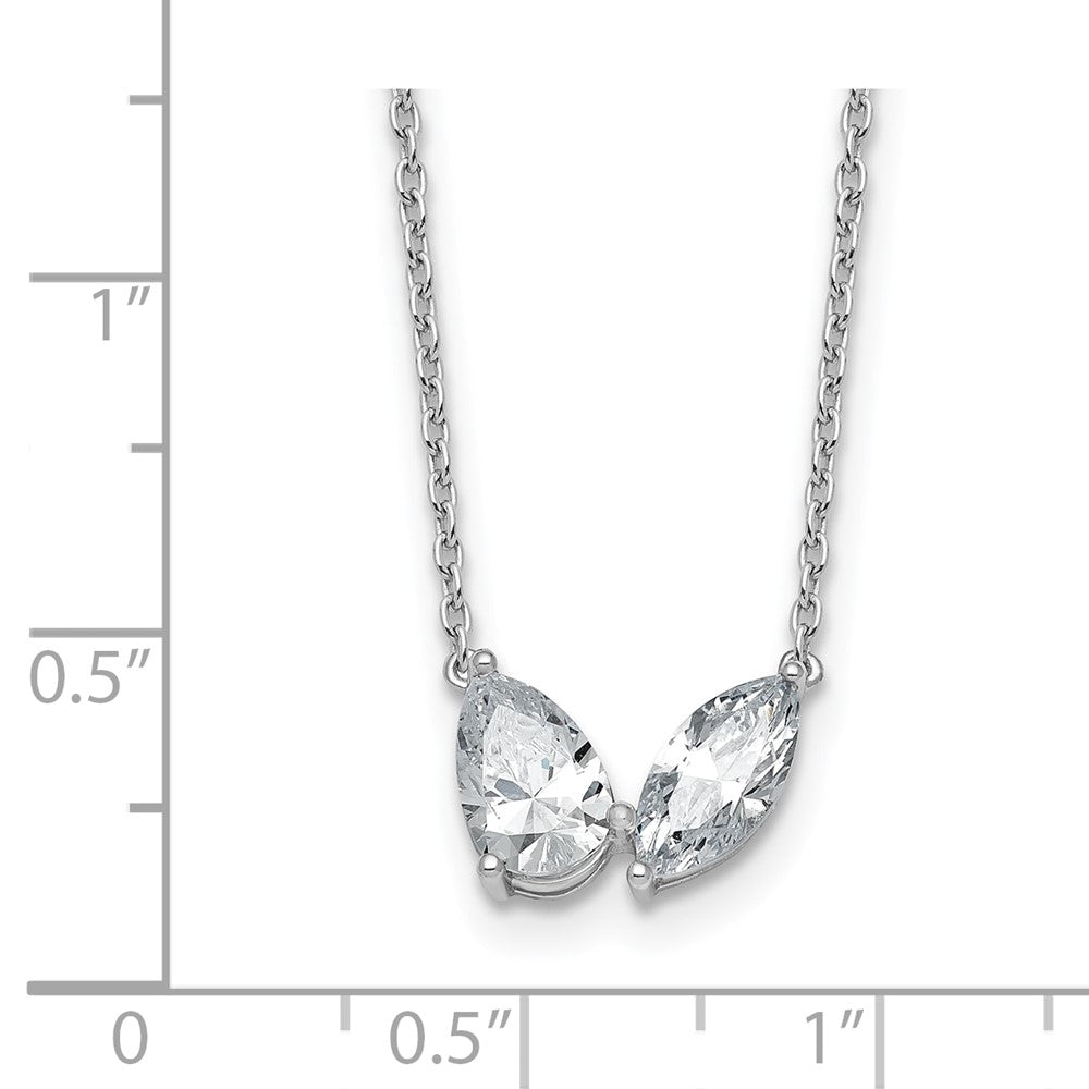 True Origin 14k White Gold 1 5/8 carat Lab Grown Diamond VS DEF 18 inch Two Stone Necklace