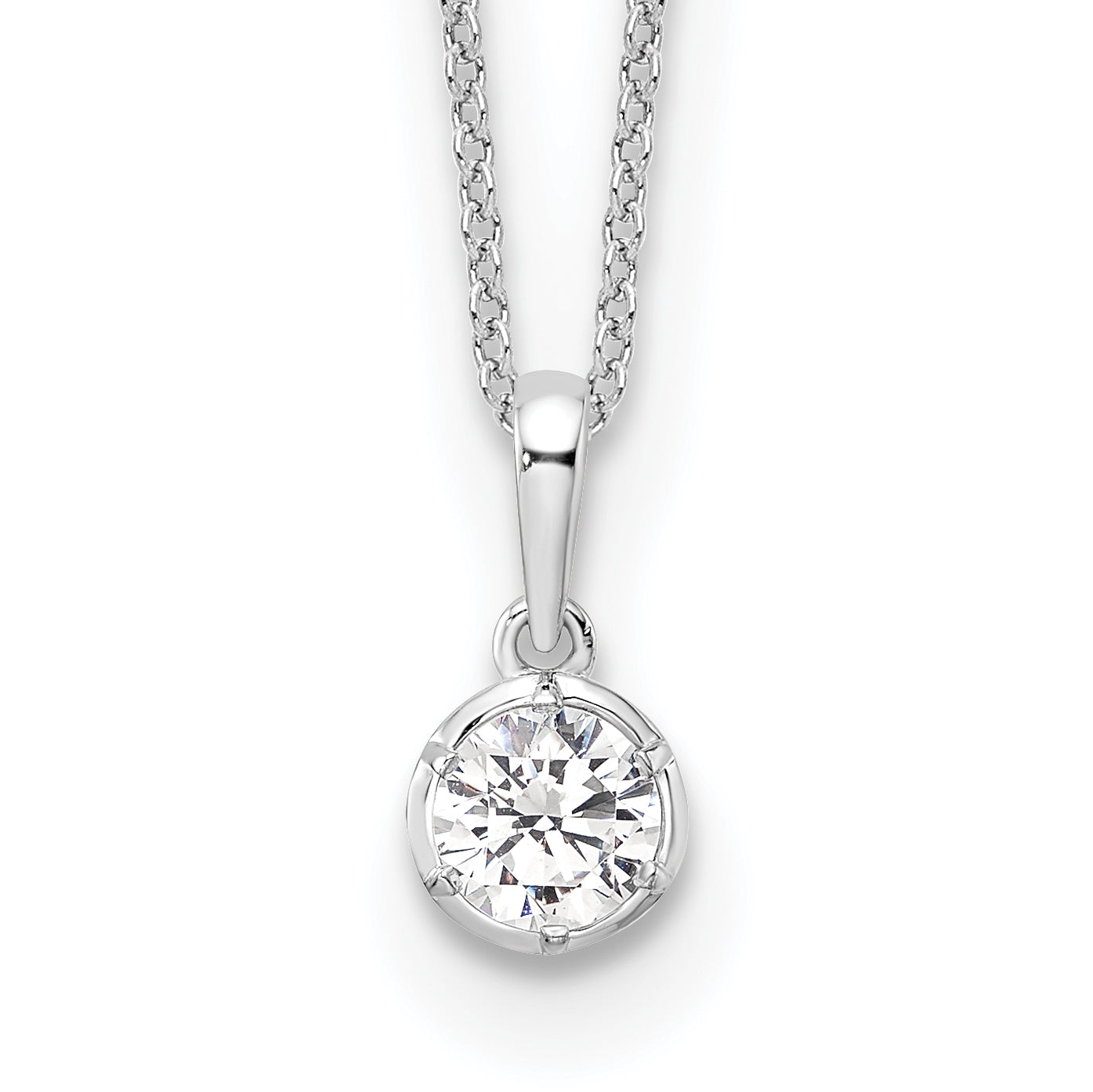 True Origin 14K White Gold 1/2 carat Lab Grown Diamond VS+ F+ Complete 18 in Round Solitaire Necklace