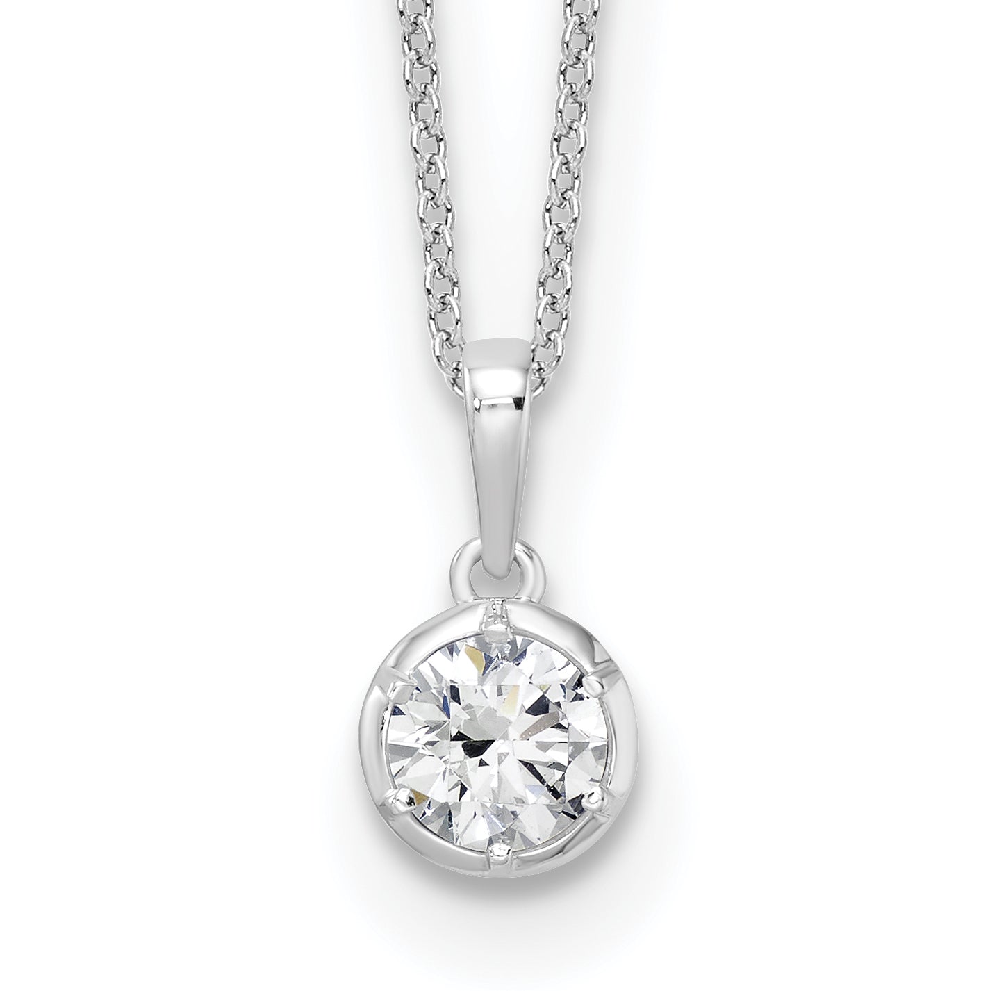 True Origin 14K White Gold 5/8 carat Lab Grown Diamond VS+ F+ Complete 18 in Round Solitaire Necklace