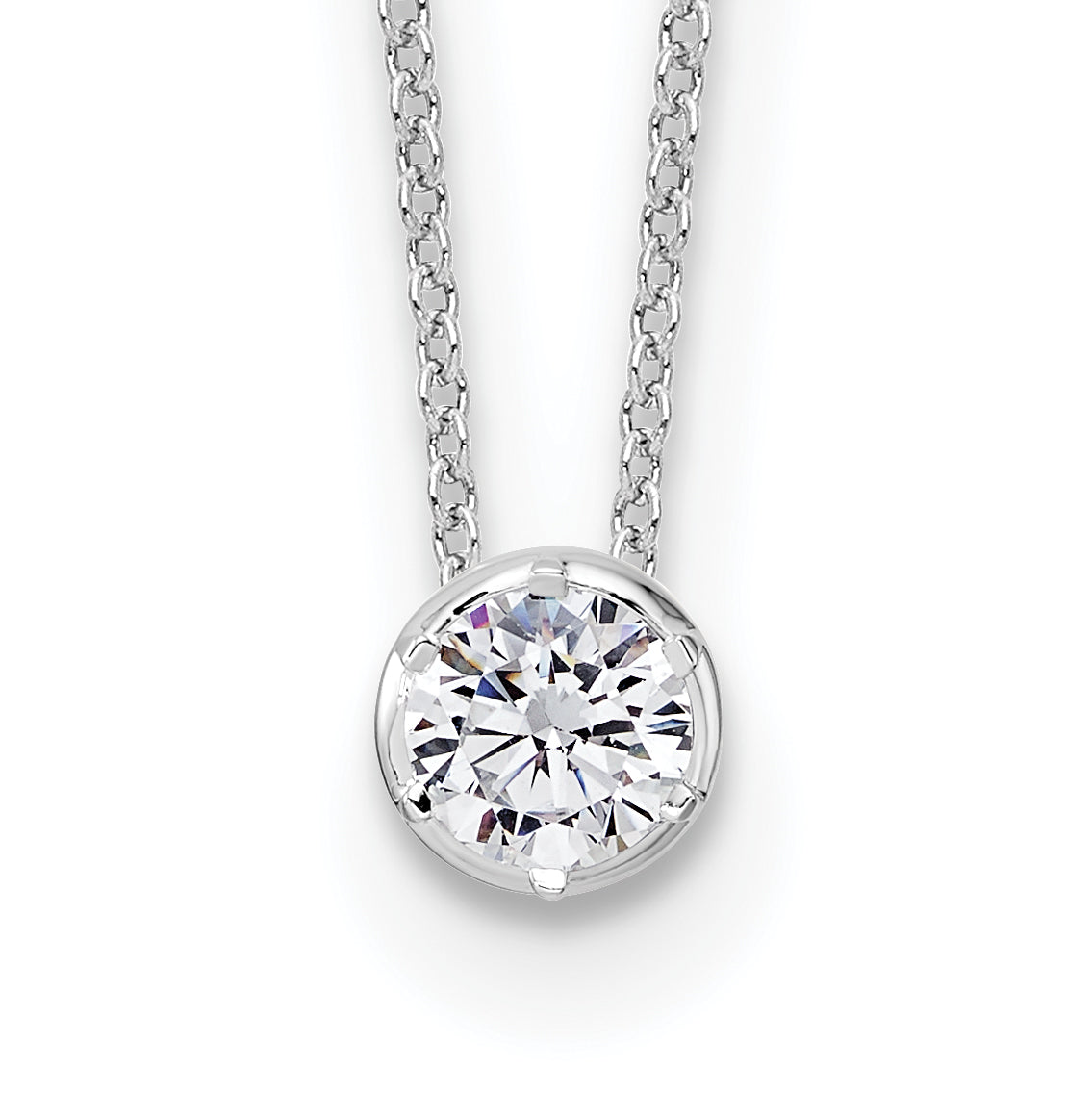 True Origin 14K White Gold 1/2 carat Lab Grown Diamond VS+ F+ Complete 18 in Round Solitaire Necklace