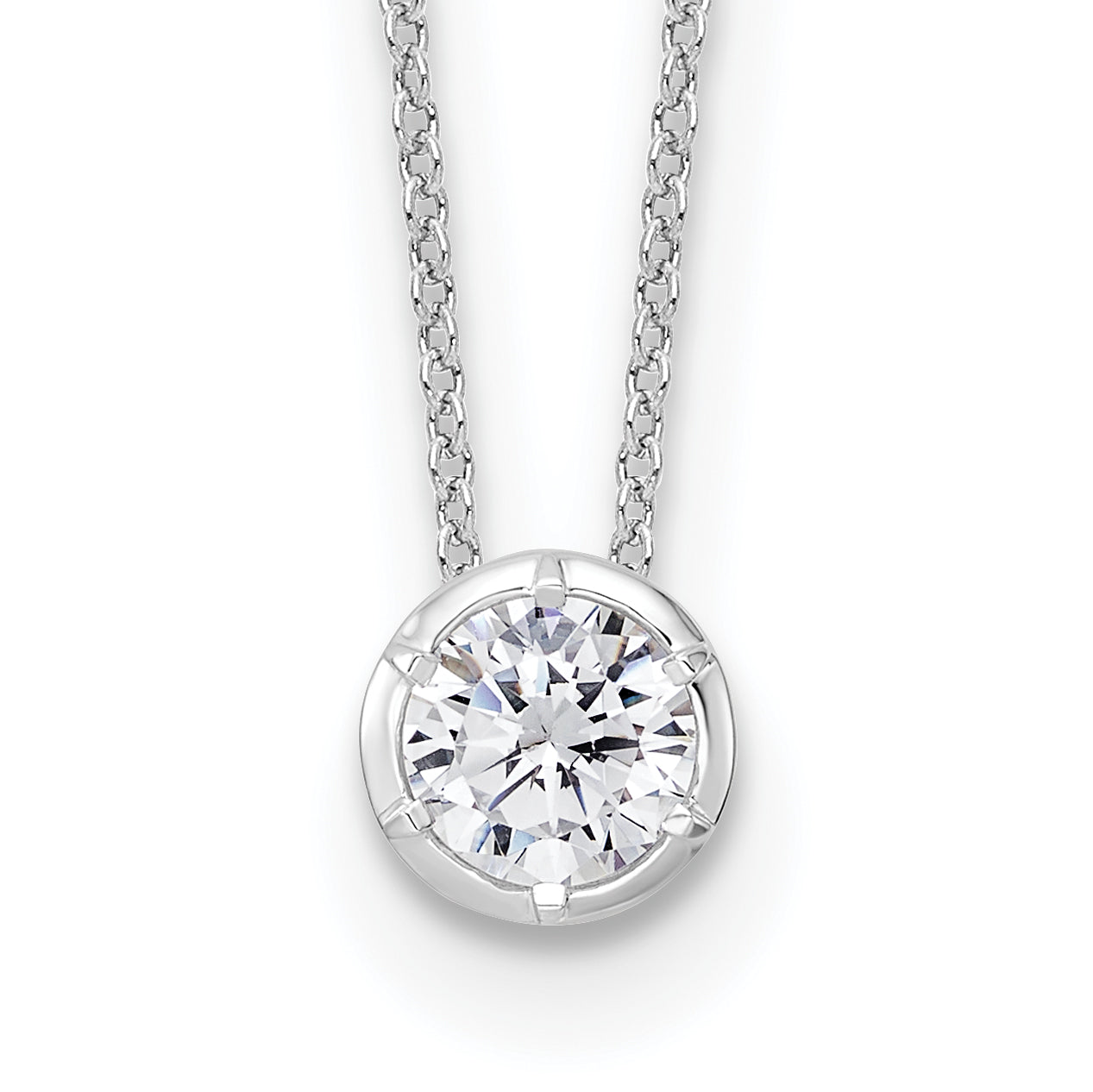 True Origin 14K White Gold 3/4 carat Lab Grown Diamond VS+ F+ Complete 18 in Round Solitaire Necklace