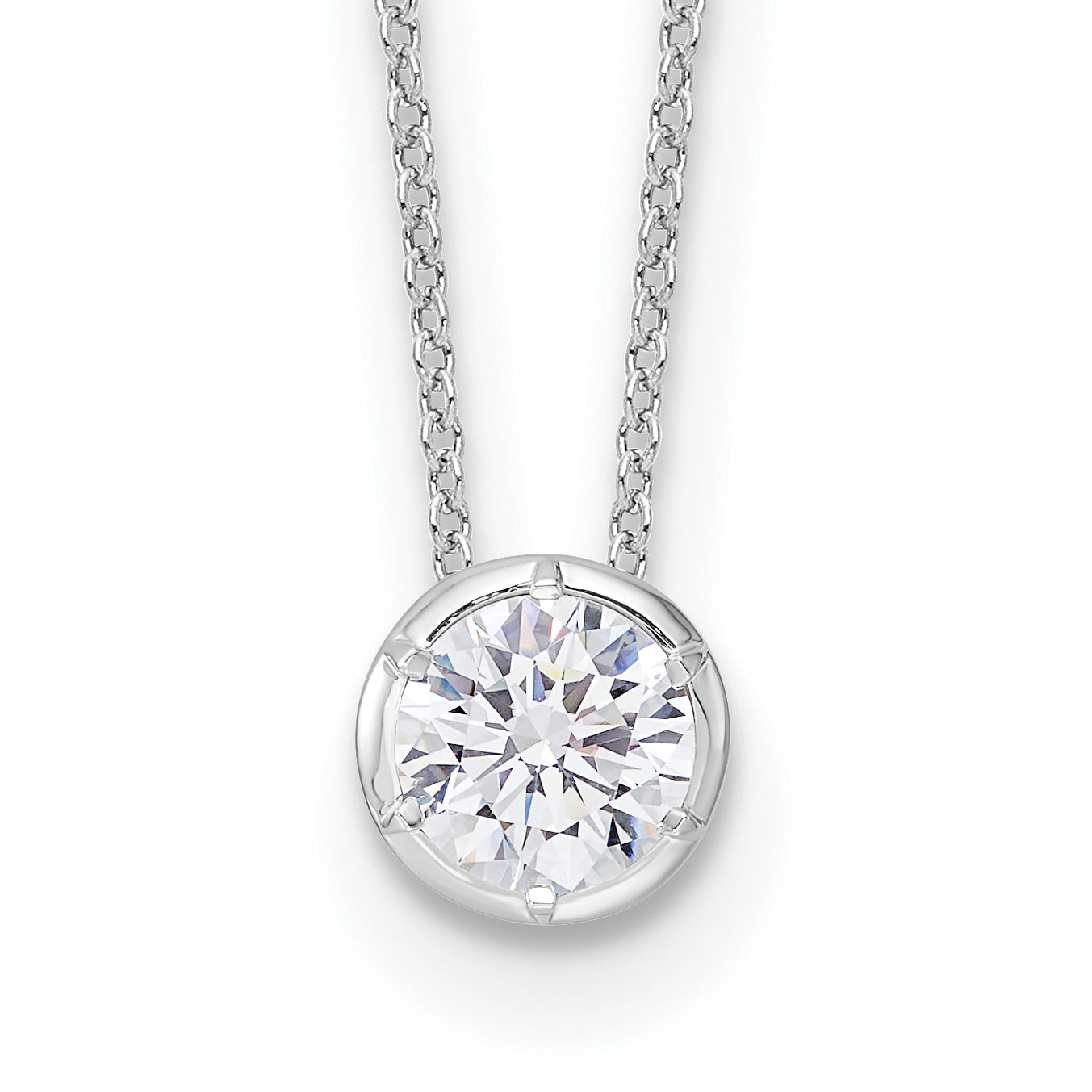 True Origin 14K White Gold 1 carat Lab Grown Diamond VS+ F+ Complete 18 in Round Solitaire Necklace