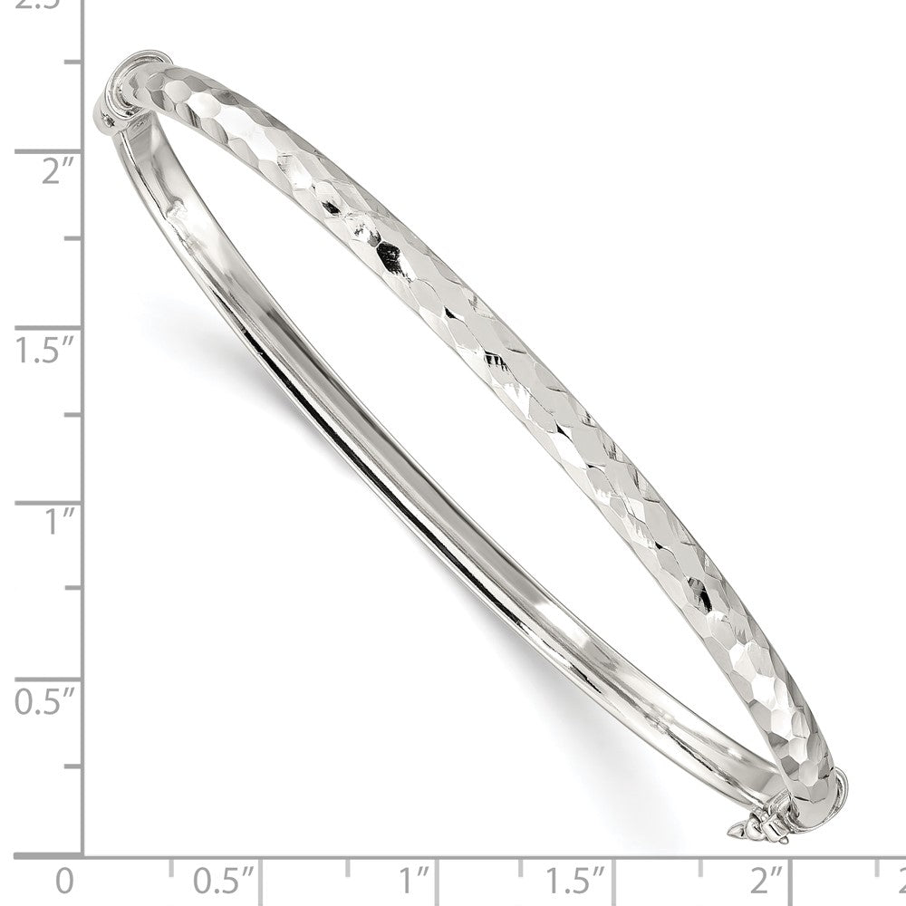 Sterling Silver Rhodium-Plated Polished 3mm Twisted Hinged Bangle