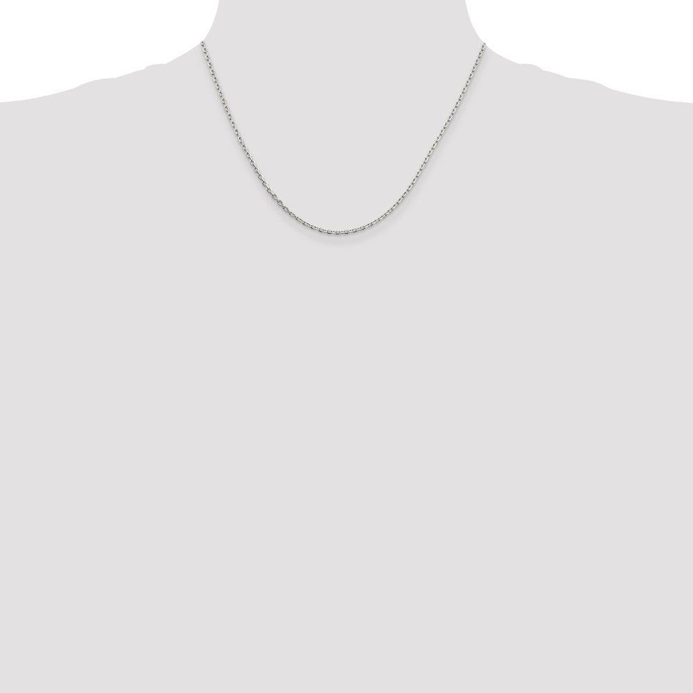 Sterling Silver Rhodium-Plated 2mm Beveled Oval Cable Chain