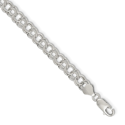Sterling Silver 7.6mm Double Link Charm Bracelet