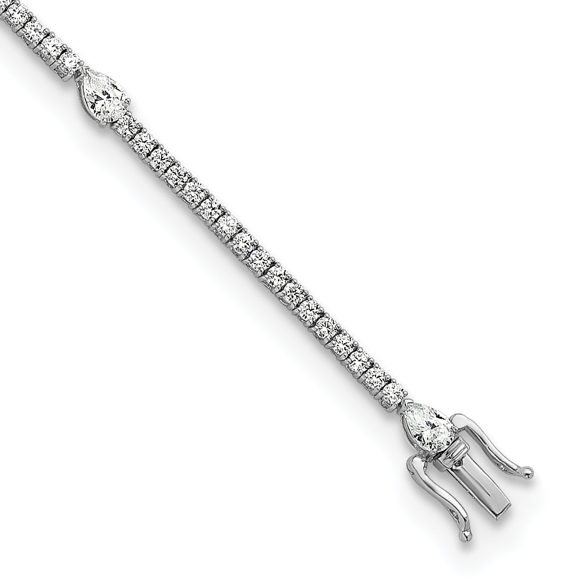 True Origin 14K White Gold 4 1/2 carat Lab Grown Diamond VS+ F+ Pear Center 7 in Complete Bracelet