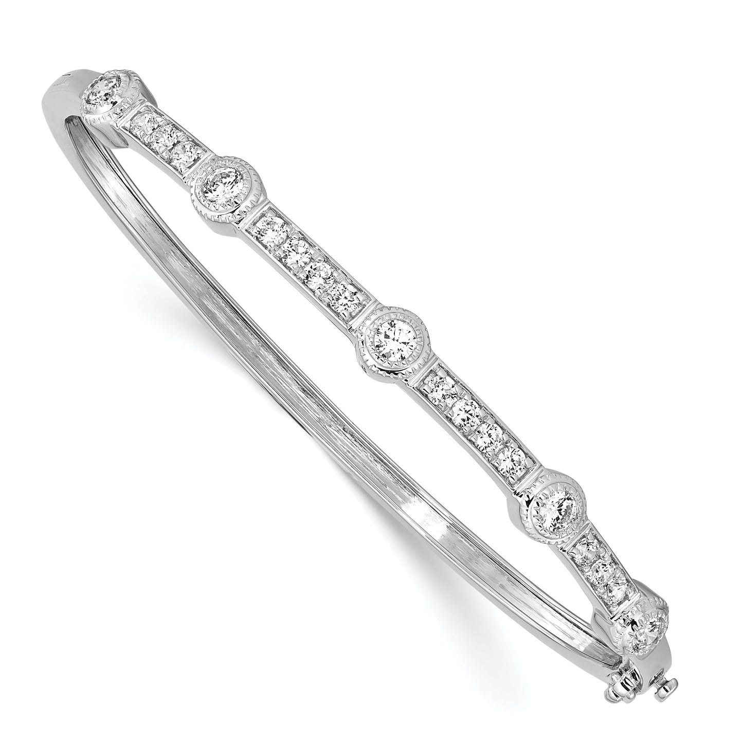 True Origin 14k White Gold 1 carat Lab Grown Diamond VS D E F Small 6.25 inch Fancy Bangle