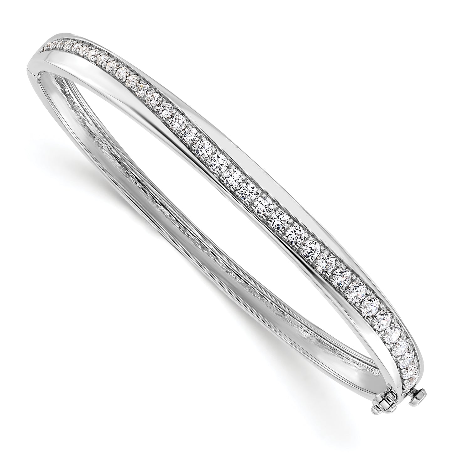 True Origin 14K White Gold 1 5/8 carat Lab Grown Diamond VS+ F+ 6.75 in Complete Bangle