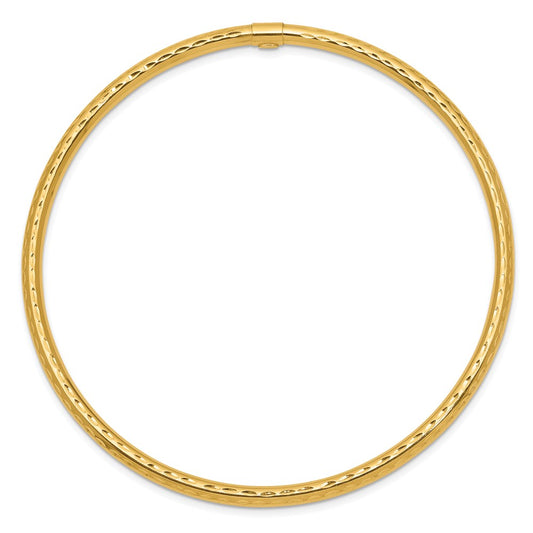 14K Gold 3mm Diamond-Cut Tube Bangle