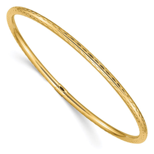 14K Gold 3mm Diamond-Cut Tube Bangle