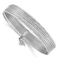 14K Oversize White Gold Polished and Textured with Dangle Heart 7-Strand 11.00mm Slip-on Round Bangle Bracelet