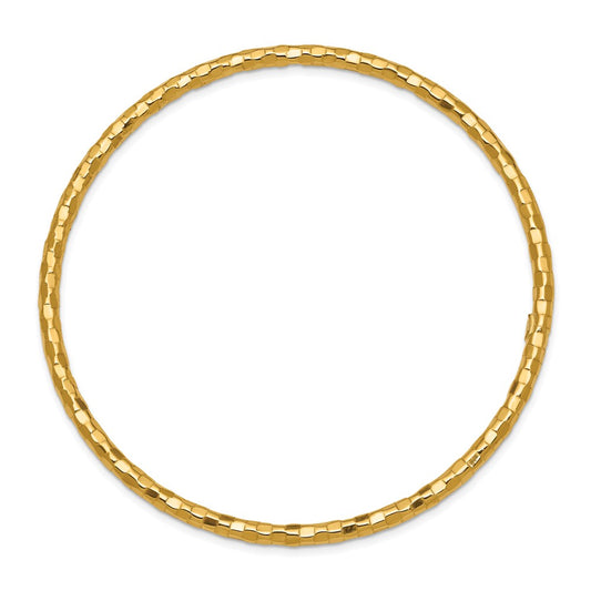 14K Gold Polished Texture Bangle Bracelet