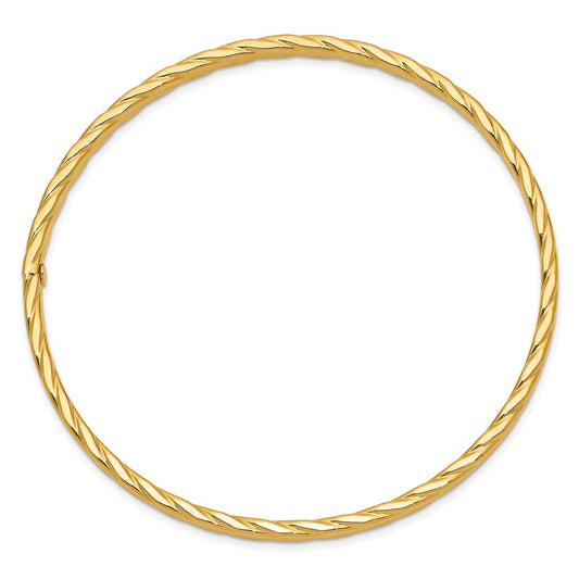 14K Gold 4mm Twisted Texture Bangle