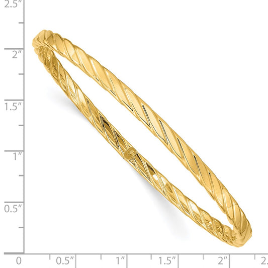 14K Gold 4mm Twisted Texture Bangle