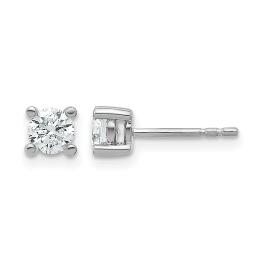 14k White Gold 5/8 carat Lab Grown Diamond VS+ F+ Round Complete Four Prong Heavyweight Stud Earrings