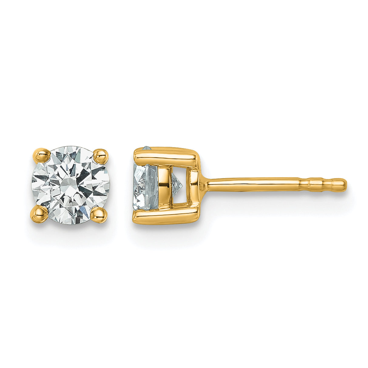 14k 3/4 carat Certified Lab Grown Diamond VS+ F+ Round Complete Four Prong Heavyweight Stud Earrings