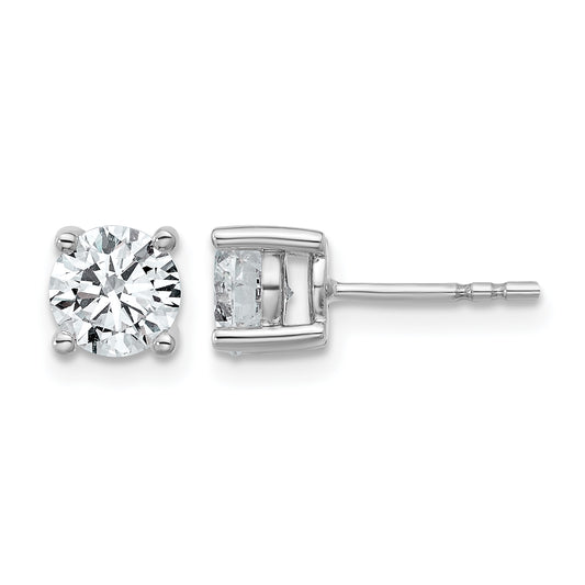 14k White Gold 1 1/2 carat Lab Grown Diamond VS+ F+ Round Complete Four Prong Heavyweight Stud Earrings