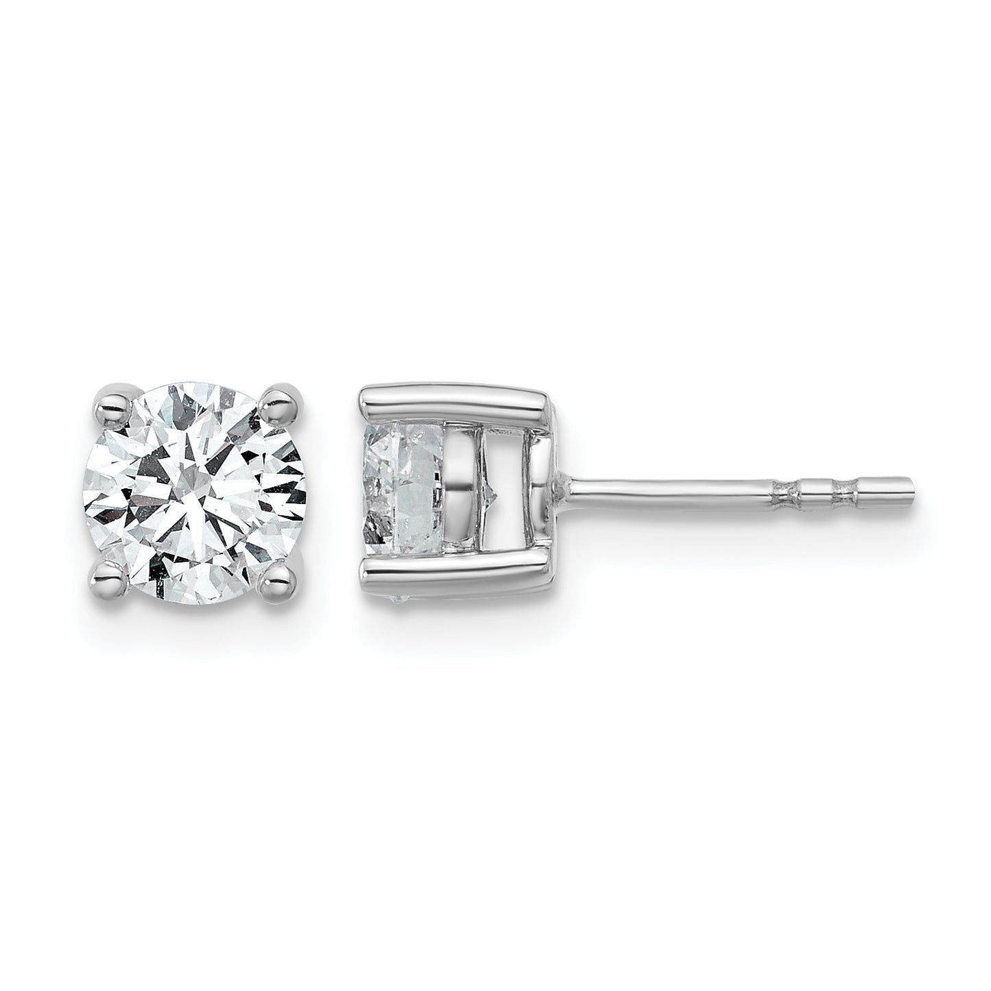 14k White Gold 1 3/4 carat Lab Grown Diamond VS+ F+ Round Complete Four Prong Heavyweight Stud Earrings