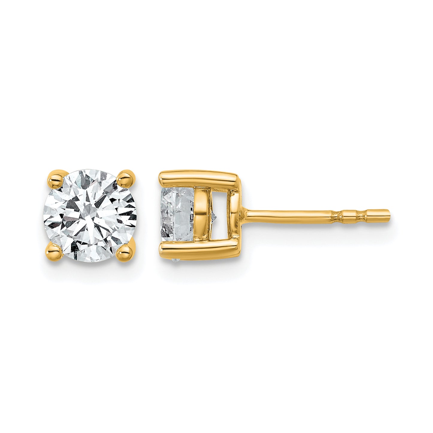 14k 1 3/4 carat Lab Grown Diamond VS+ F+ Round Complete Four Prong Heavyweight Stud Earrings