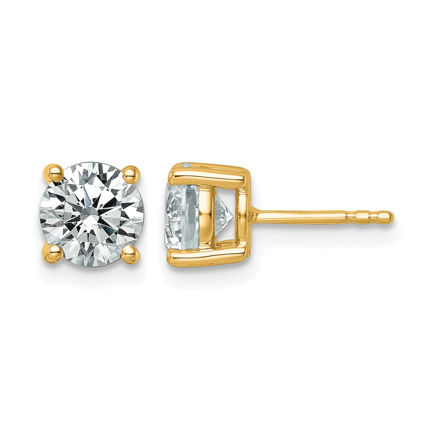 14k 2 1/2 carat Certified Lab Grown Diamond VS+ F+ Round Complete Four Prong Heavyweight Stud Earrings