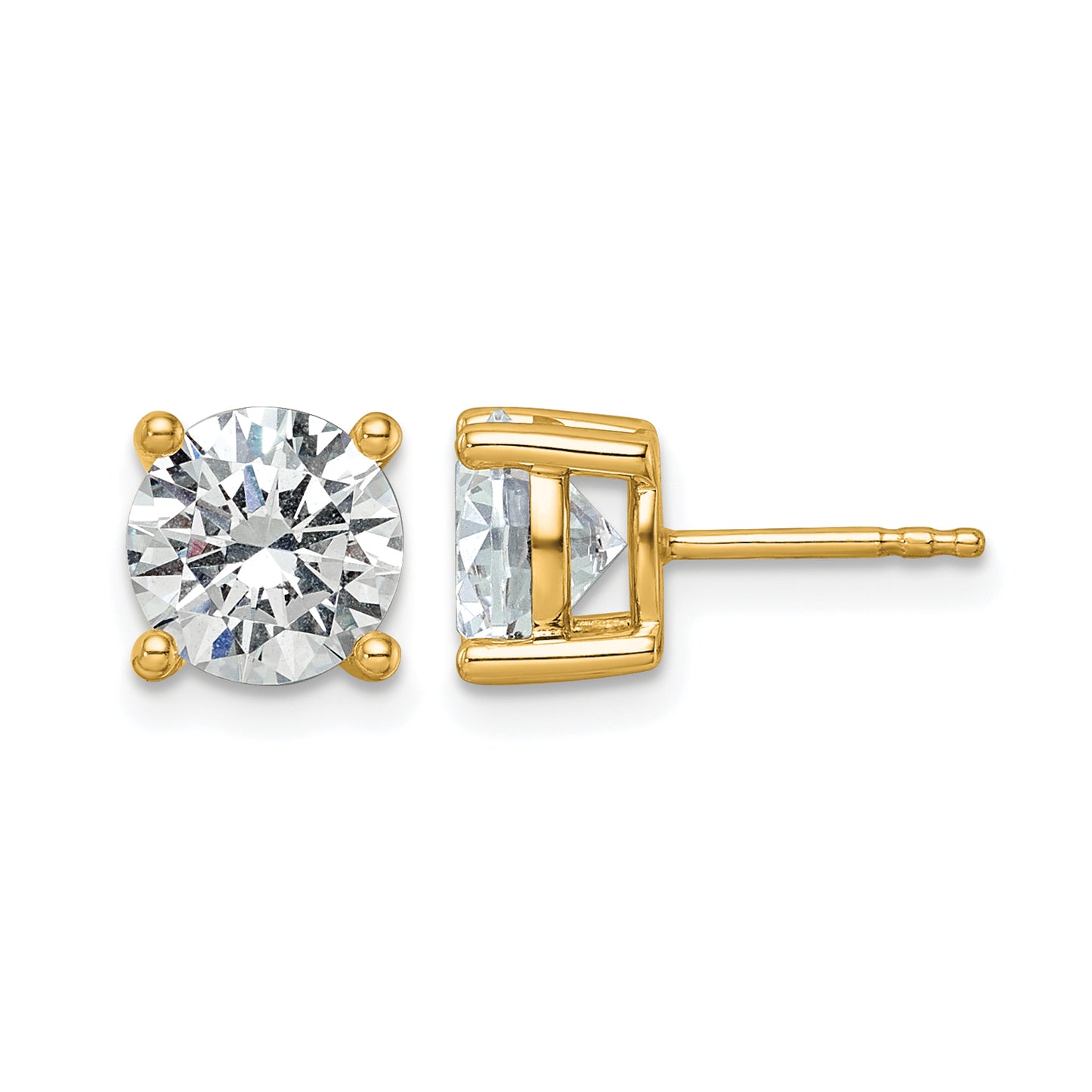 14k 3 carat Lab Grown Diamond VS+ F+ Round Complete Four Prong Heavyweight Stud Earrings