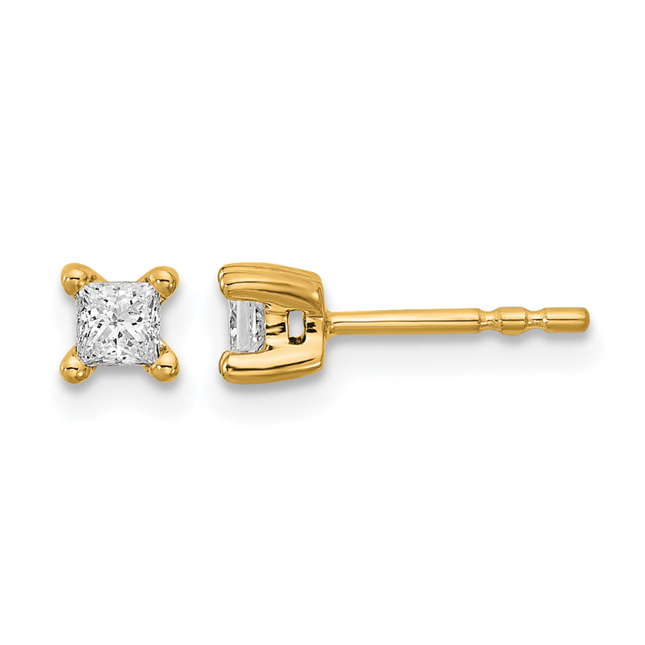 14k 1/3 carat Lab Grown Diamond VS+ F+ Princess Complete Four Prong Stud Earrings