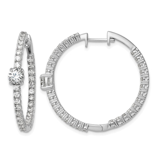 14k White Gold 3 carat Lab Grown Diamond VS+ F+ Complete Hinged In and Out Hoop Earrings